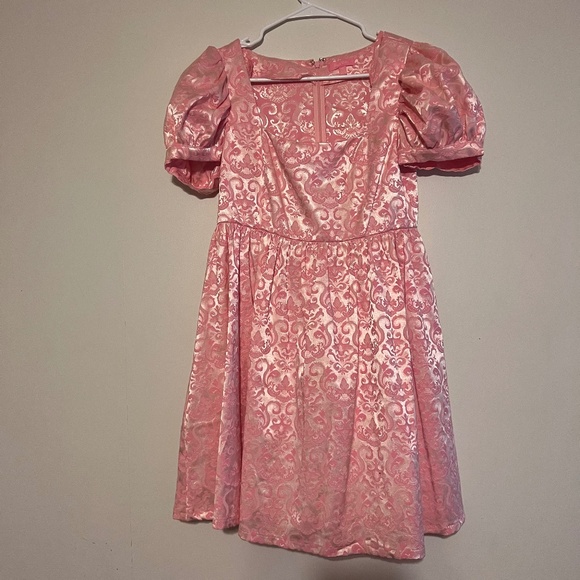 Pink Metallic Floral Dress - Picture 1 of 4